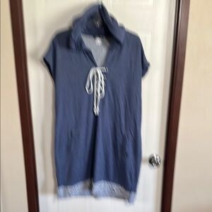 Blue Hooded Tunic Dress